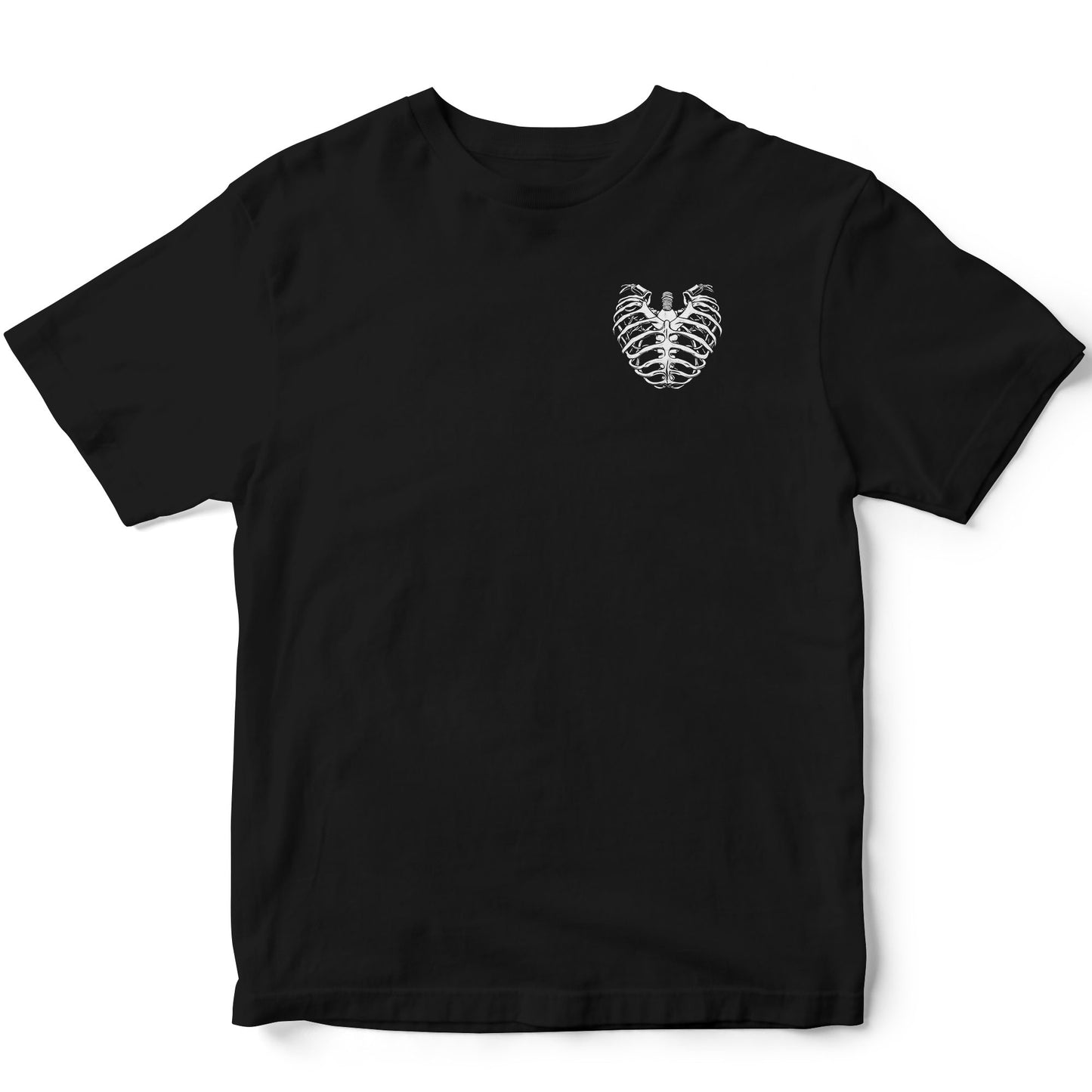 RIBBED HEART BLACK T-SHIRT