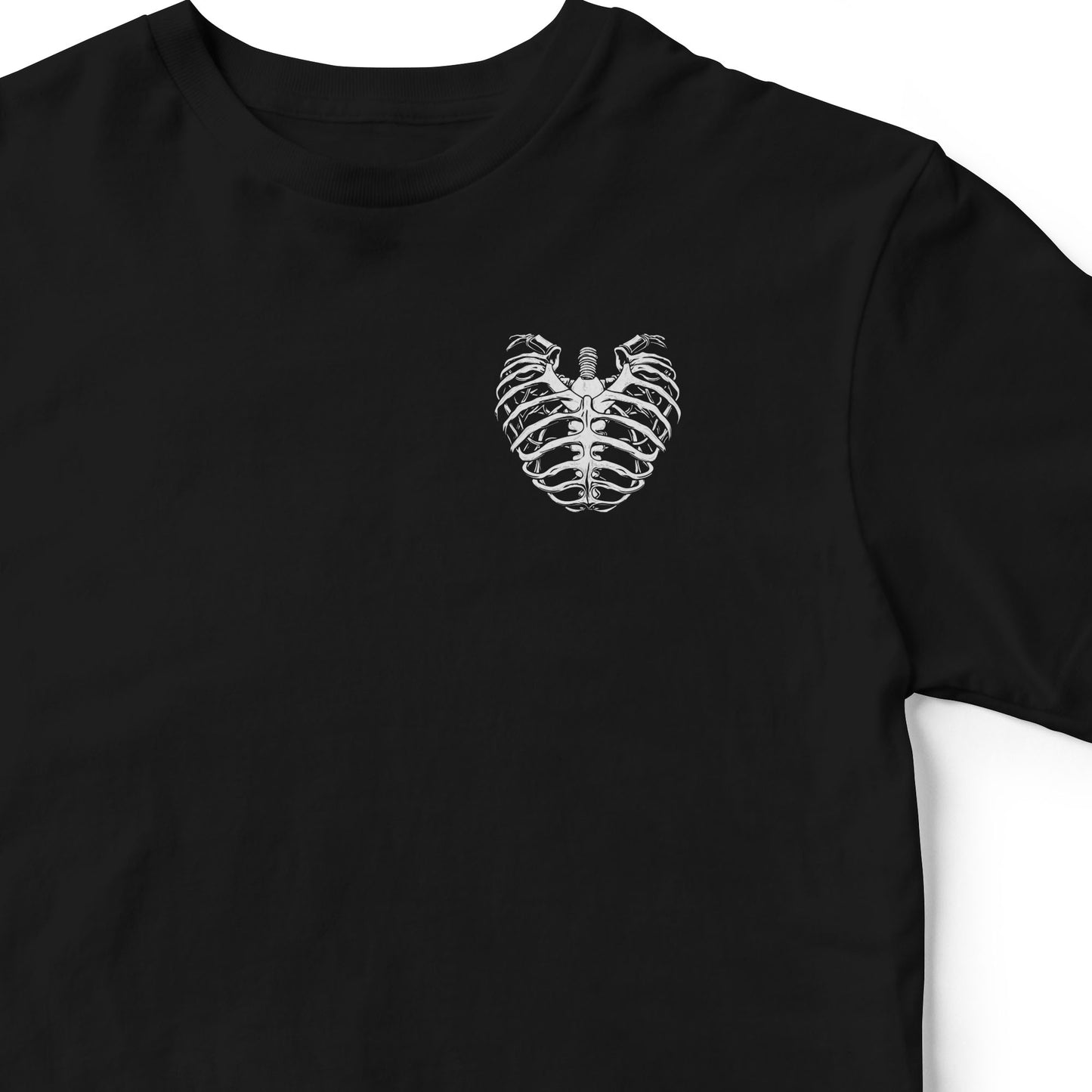 RIBBED HEART BLACK T-SHIRT