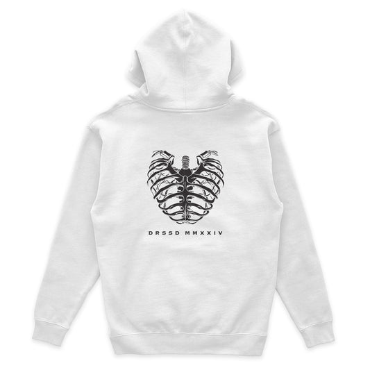 RIBBED HEART WHITE  HOODIE