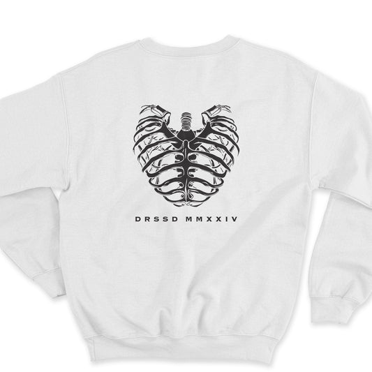 RIBBED HEART WHITE SWEATSHIRT