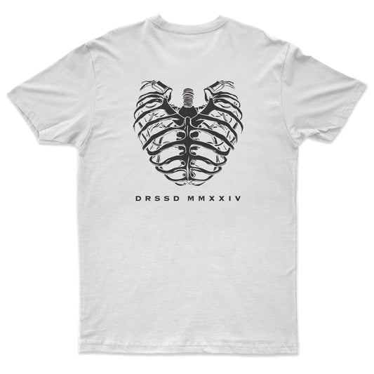 RIBBED HEART WHITE T-SHIRT